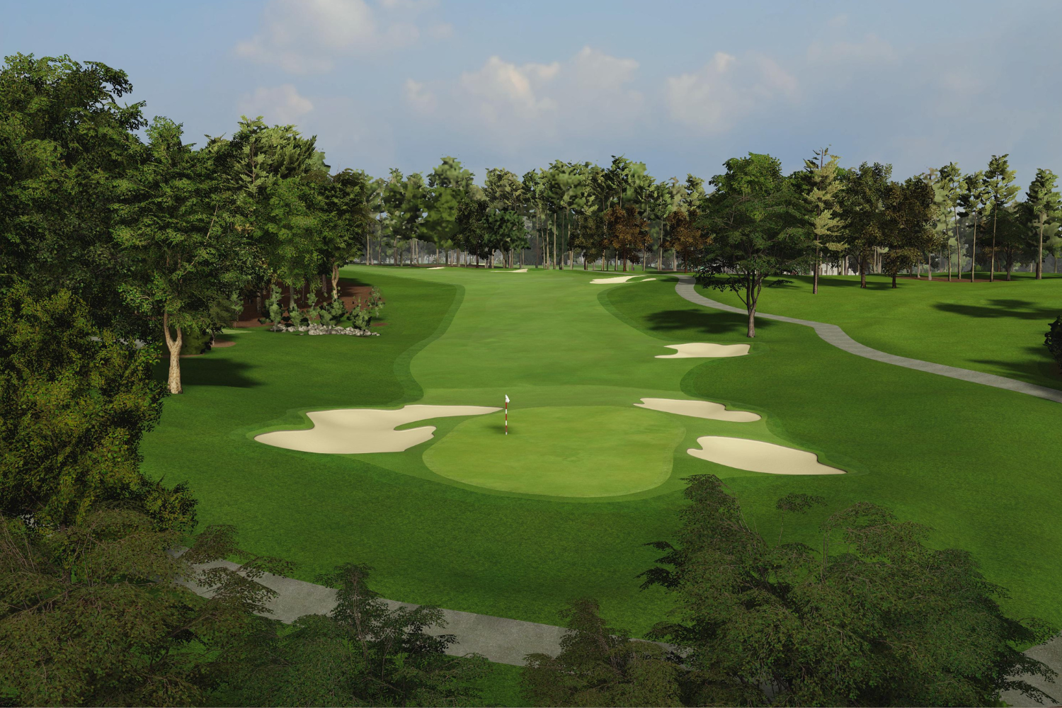 Aerial view of Quail Hollow Club in Charlotte North Carolina — Tom Fazio par-71 design hosting the PGA Tour Truist Championship