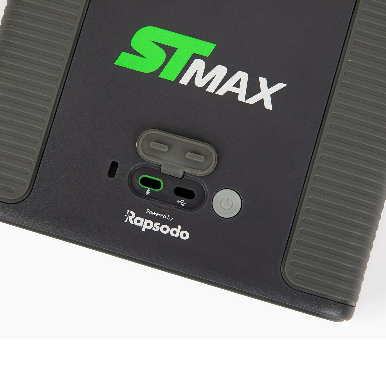 SKYTRAK MAX launch monitor USB-C charging ports and connectivity options closeup