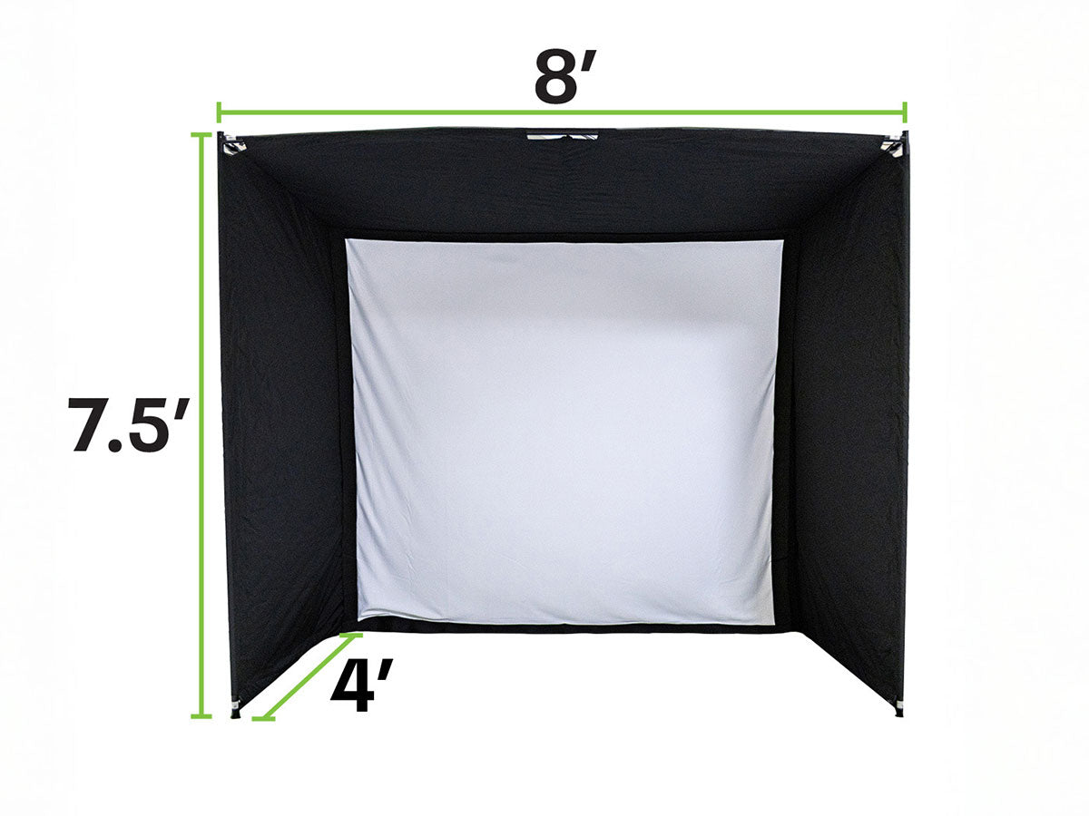 SKYTRAK Studio 8 golf simulator enclosure dimensions and space requirements diagram